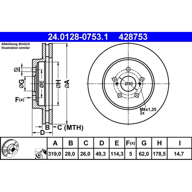 Disc frana 24.0128-0753.1 ATE