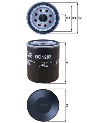 Filtru ulei OC 1292 MAHLE