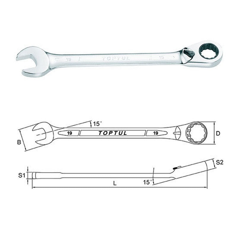 Cheie combinata cu clichet 18 mm - ABEA1818