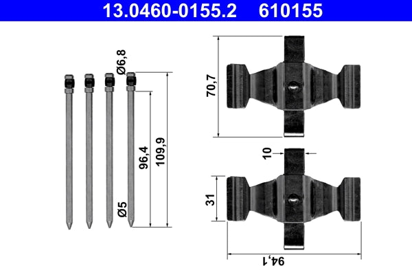 Kit accesorii placute frana ATE 13.0460-0155.2