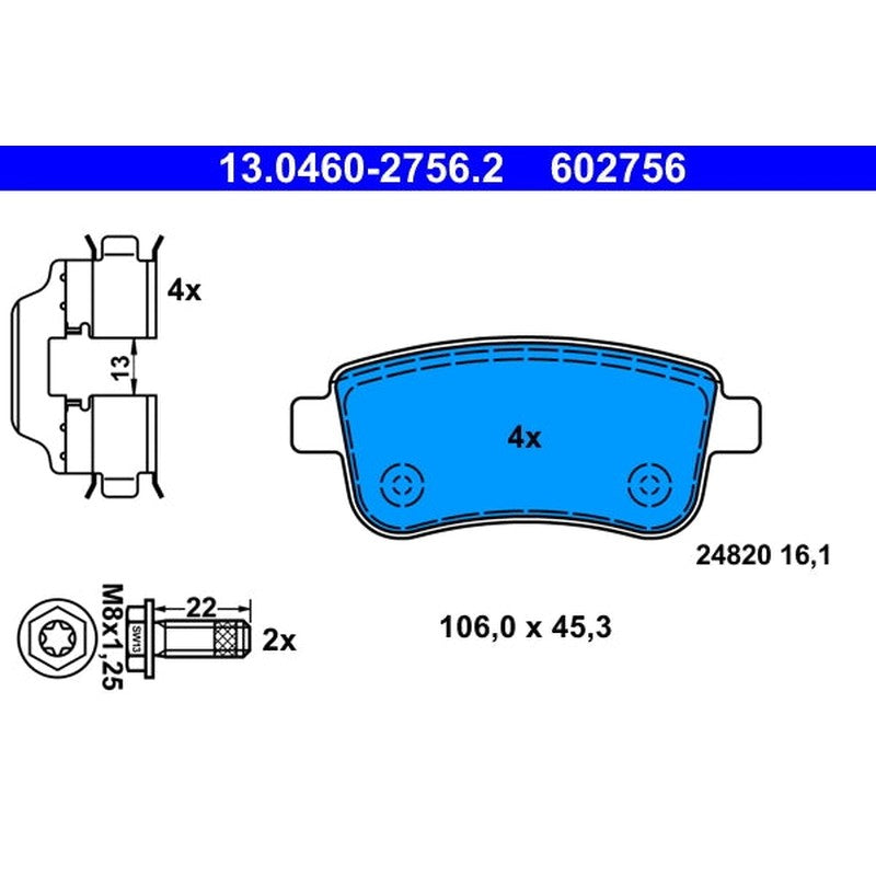 set placute frana,frana disc 13.0460-2756.2 ATE