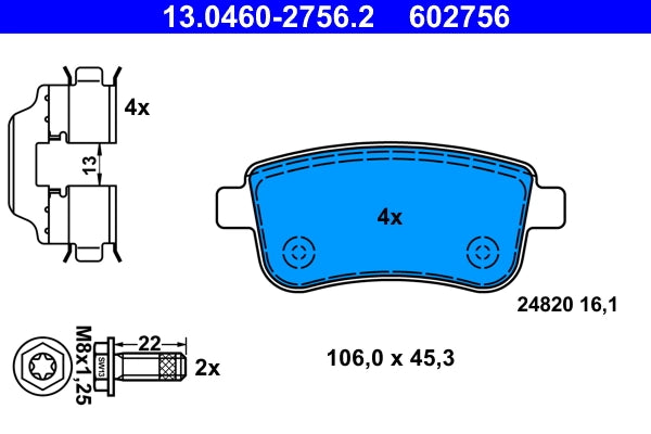 Set placute frana ATE 13.0460-2756.2