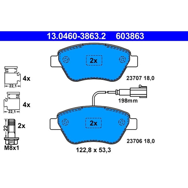 set placute frana,frana disc 13.0460-3863.2 ATE