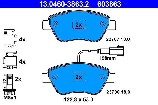 Set placute frana ATE 13.0460-3863.2