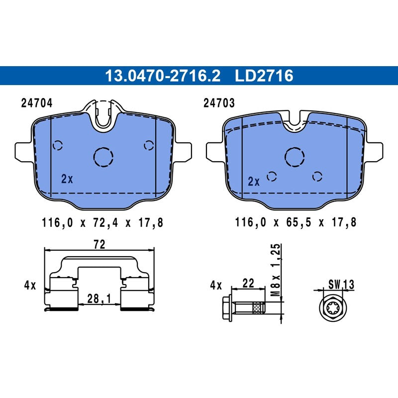 set placute frana,frana disc 13.0470-2716.2 ATE