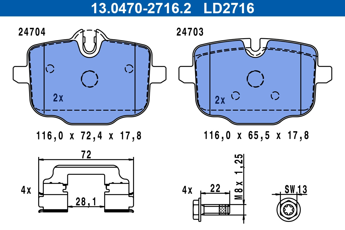 Set placute frana ATE 13.0470-2716.2