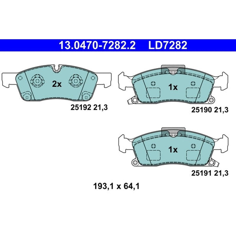 set placute frana,frana disc 13.0470-7282.2 ATE