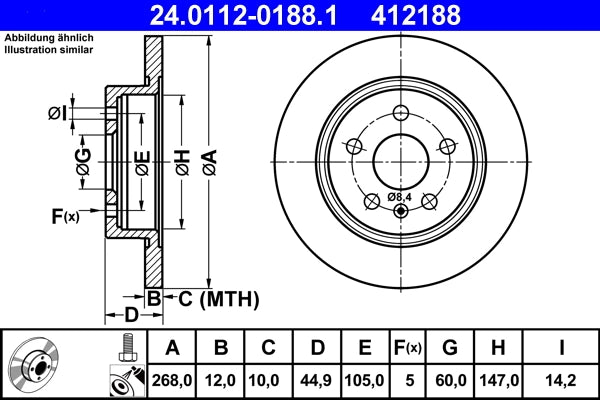 Disc frana ATE 24.0112-0188.1