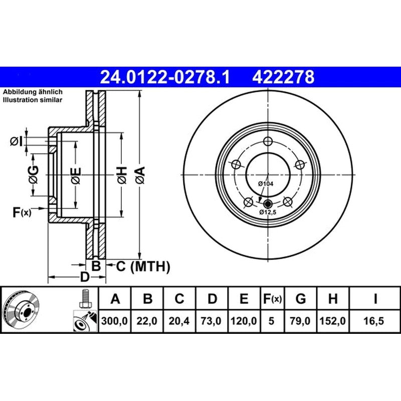 Disc frana 24.0122-0278.1 ATE