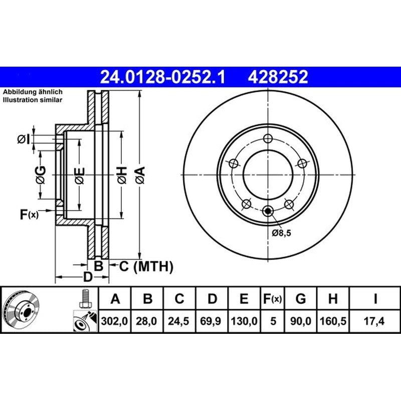 Disc frana 24.0128-0252.1 ATE