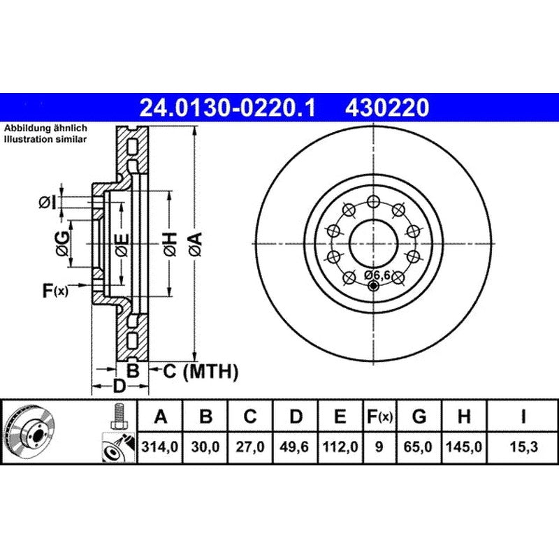 Disc frana 24.0130-0220.1 ATE