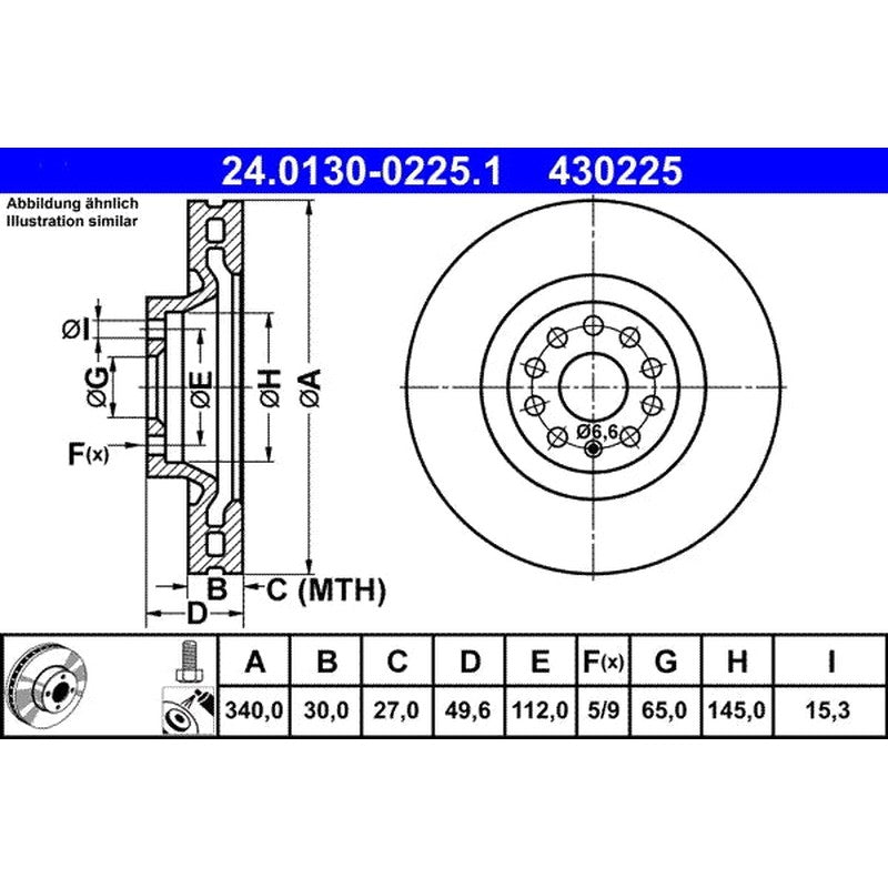 Disc frana 24.0130-0225.1 ATE
