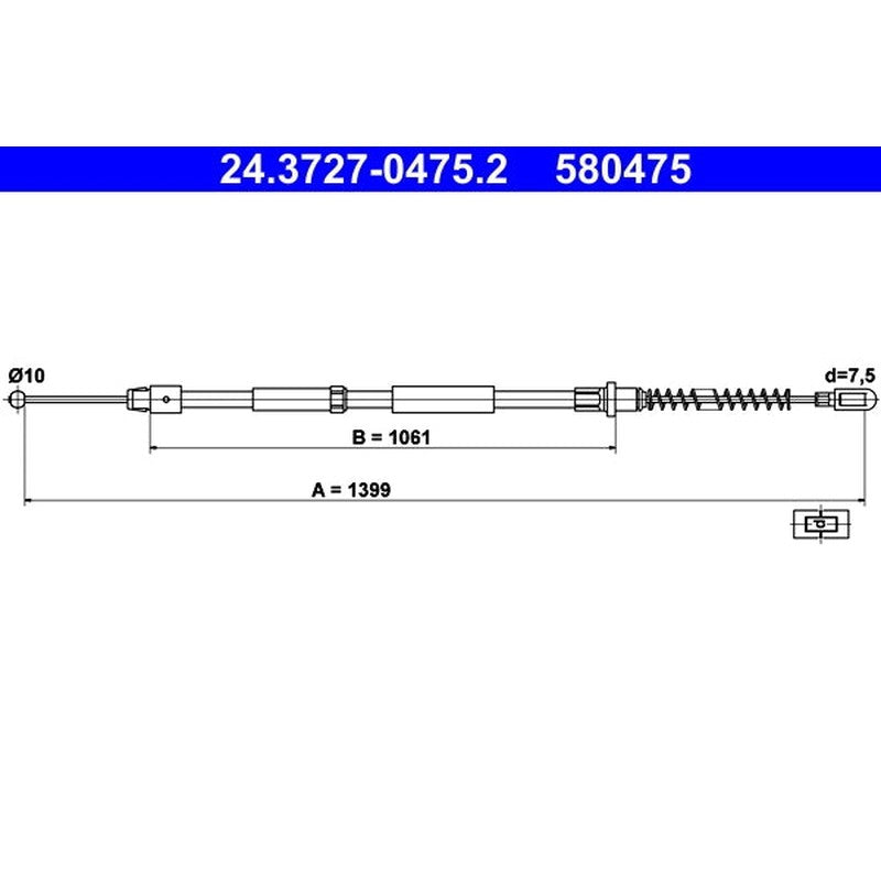 Cablu, frana de parcare 24.3727-0475.2 ATE