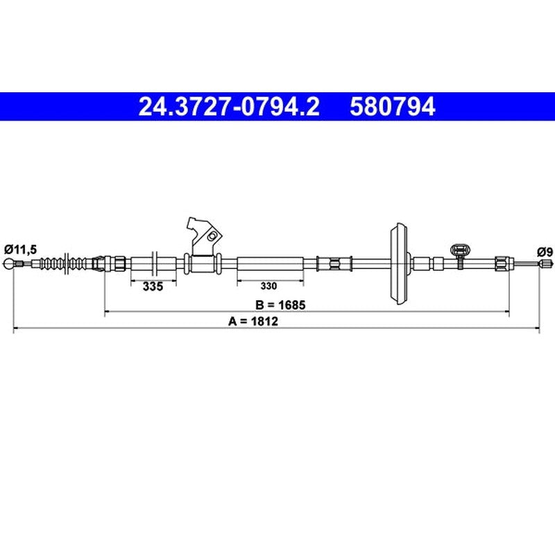 Cablu, frana de parcare 24.3727-0794.2 ATE
