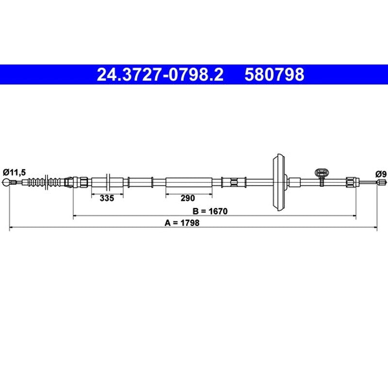 Cablu, frana de parcare 24.3727-0798.2 ATE