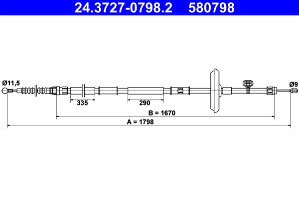 Cablu frana de mana ATE 24.3727-0798.2