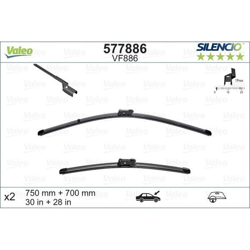 Set lamela stergator Valeo Silencio FlatBlade OE 750/700 mm - 577886