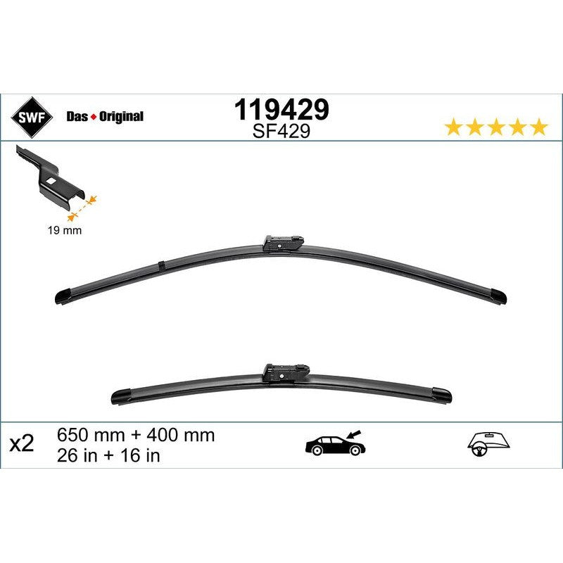 Set lamela stergator SWF Wiper FB OE LHD 650/400 mm - 119429