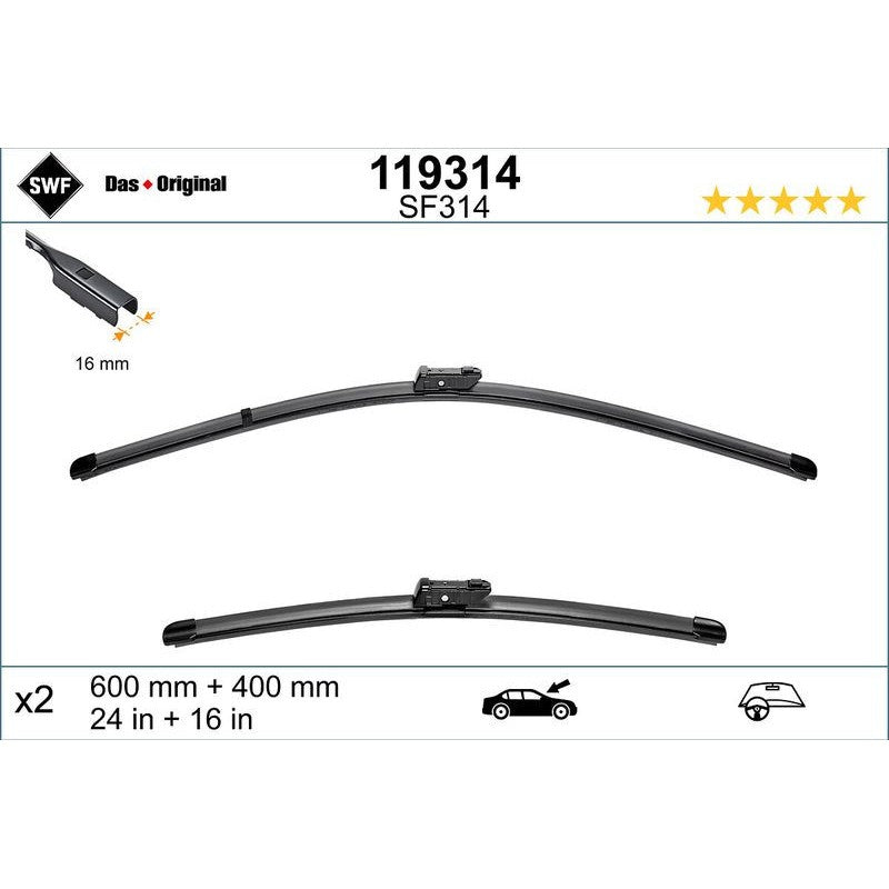 Set lamela stergator SWF Wiper FB OE LHD 600/400 mm - 119314