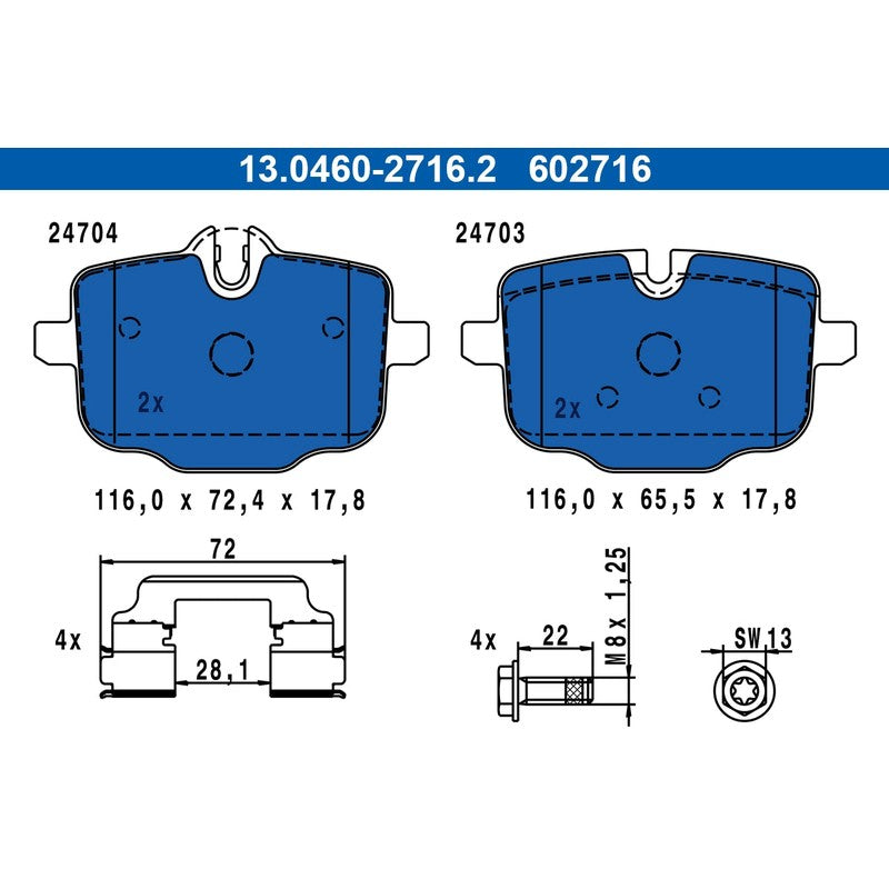 set placute frana,frana disc 13.0460-2716.2 ATE
