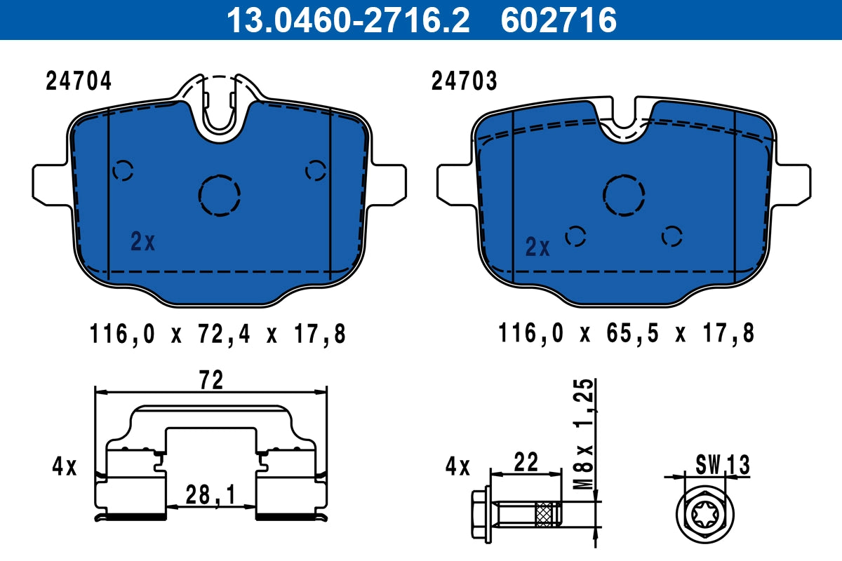 Set placute frana ATE 13.0460-2716.2