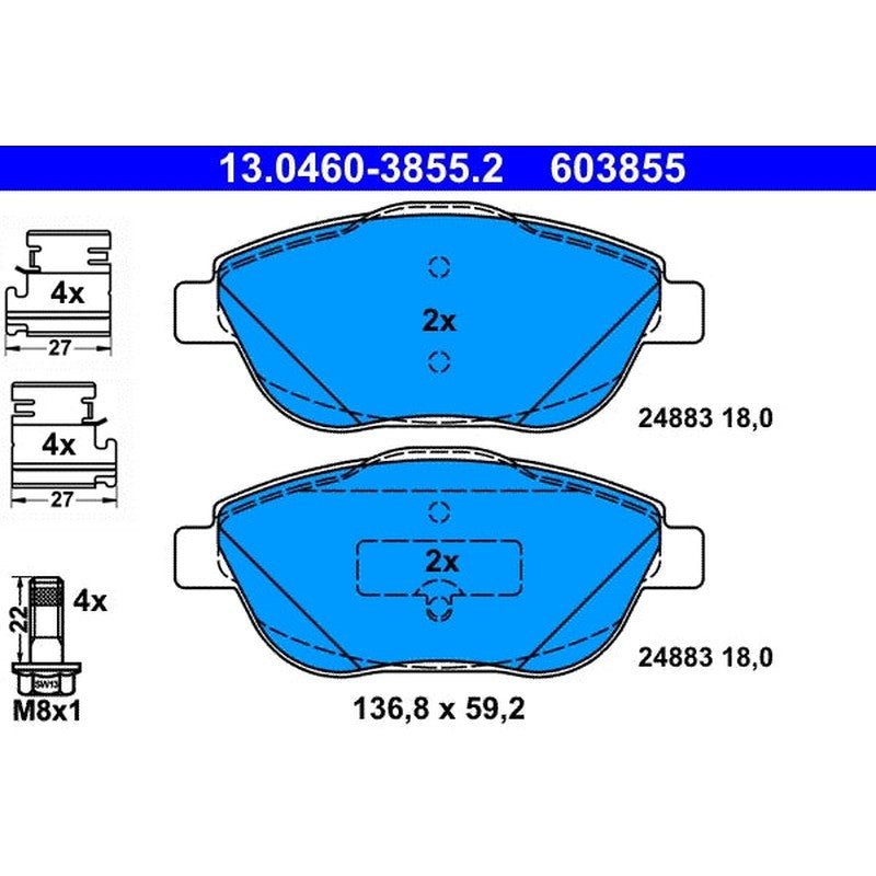 set placute frana,frana disc 13.0460-3855.2 ATE