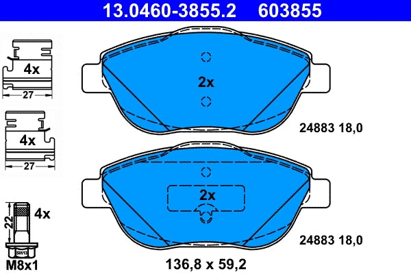 Set placute frana ATE 13.0460-3855.2