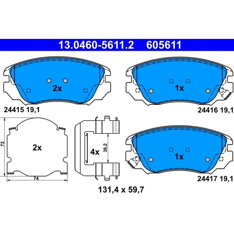 set placute frana,frana disc 13.0460-5611.2 ATE