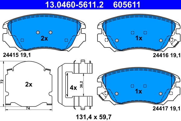 Set placute frana ATE 13.0460-5611.2