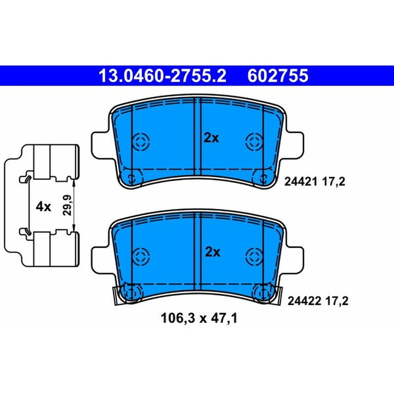 set placute frana,frana disc 13.0460-2755.2 ATE