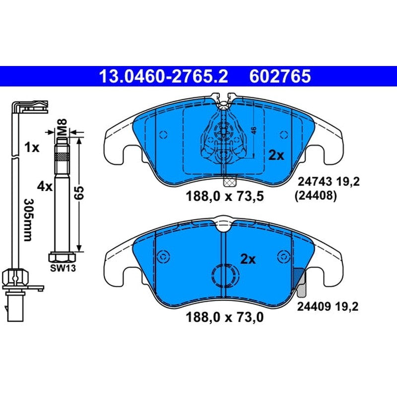Set placute frana ATE 13.0460-2765.2