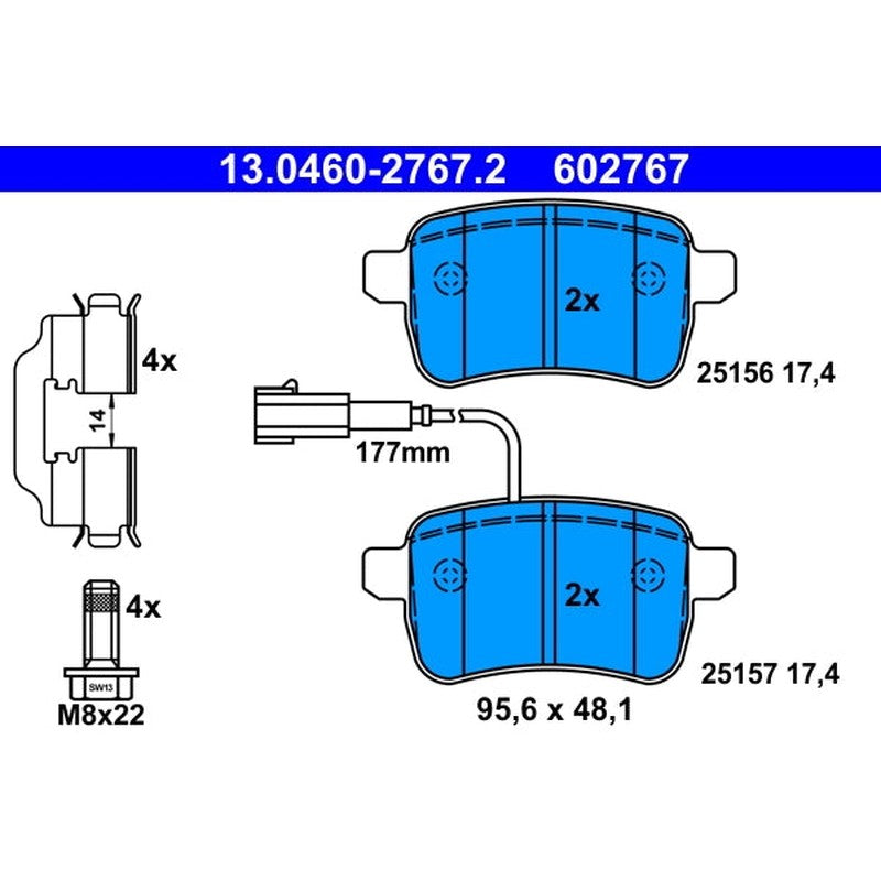 set placute frana,frana disc 13.0460-2767.2 ATE