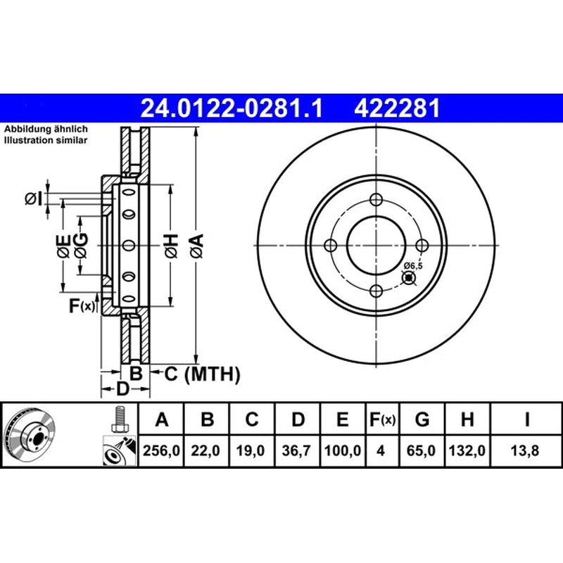 Disc frana 24.0122-0281.1 ATE