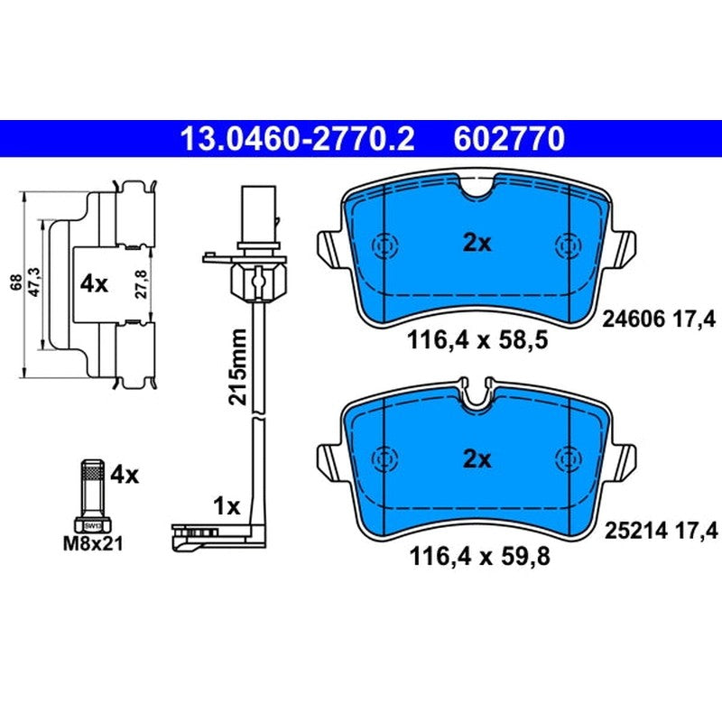 Set placute frana ATE 13.0460-2770.2