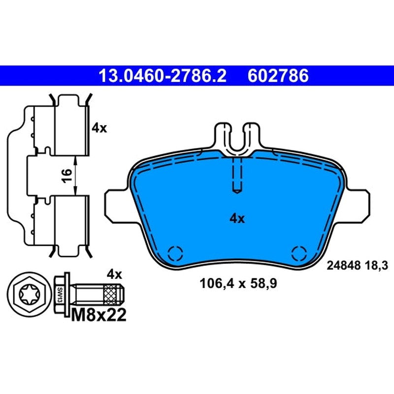 set placute frana,frana disc 13.0460-2786.2 ATE