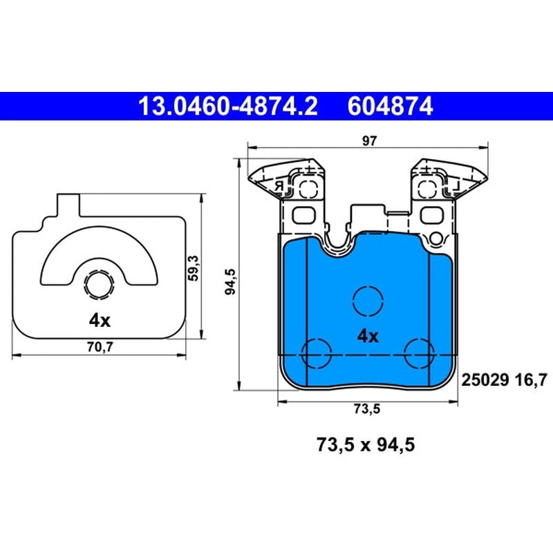 set placute frana,frana disc 13.0460-4874.2 ATE