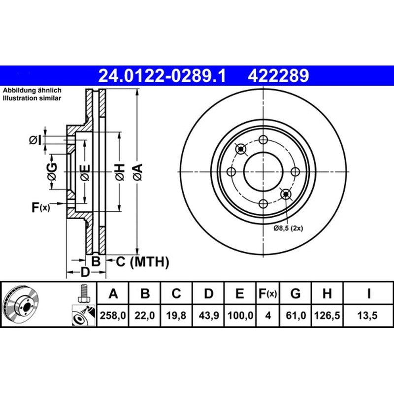Disc frana 24.0122-0289.1 ATE