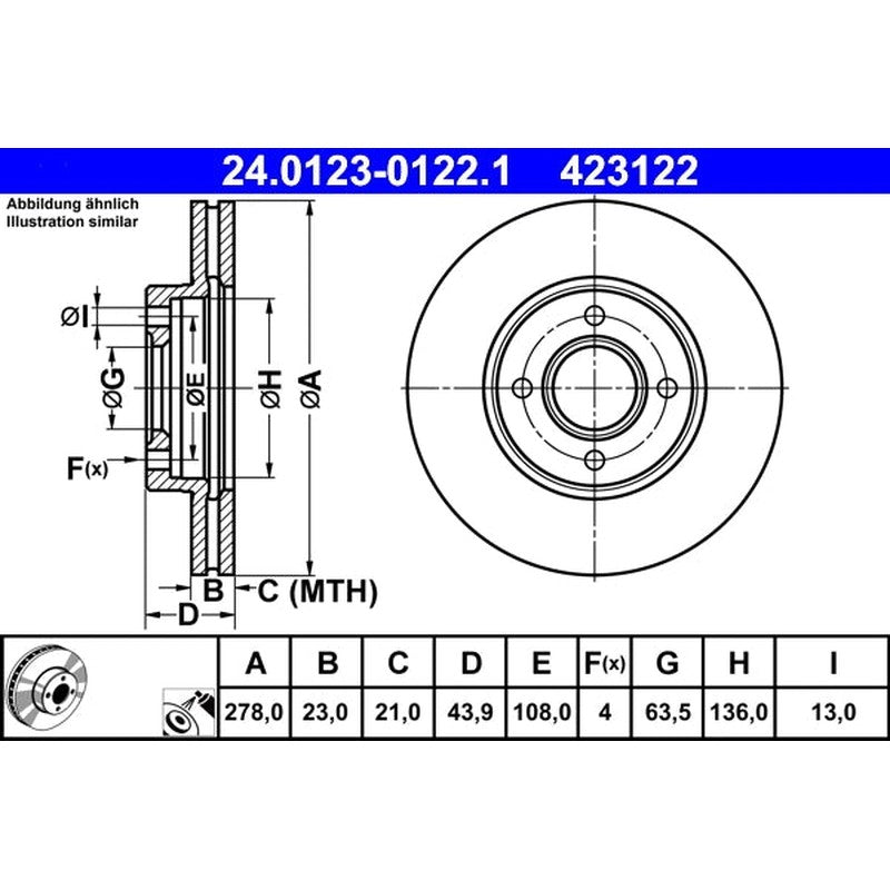 Disc frana 24.0123-0122.1 ATE