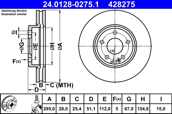 Disc frana ATE 24.0128-0275.1