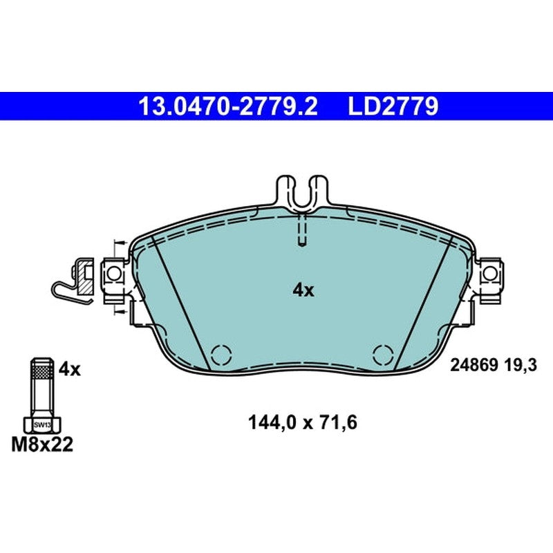 set placute frana,frana disc 13.0470-2779.2 ATE