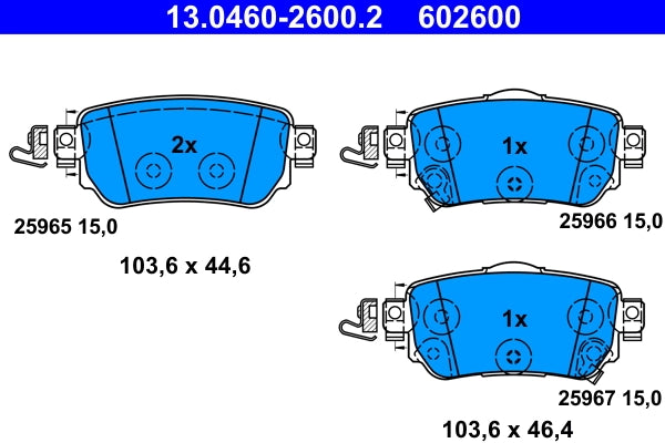 Set placute frana ATE 13.0460-2600.2
