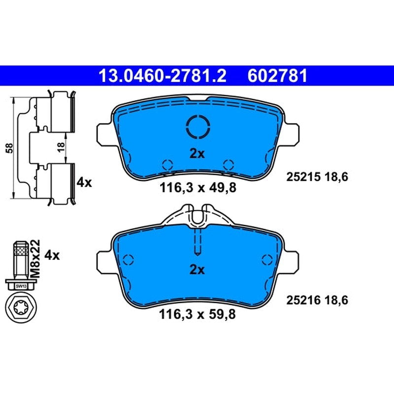 set placute frana,frana disc 13.0460-2781.2 ATE