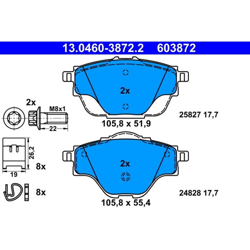 set placute frana,frana disc 13.0460-3872.2 ATE