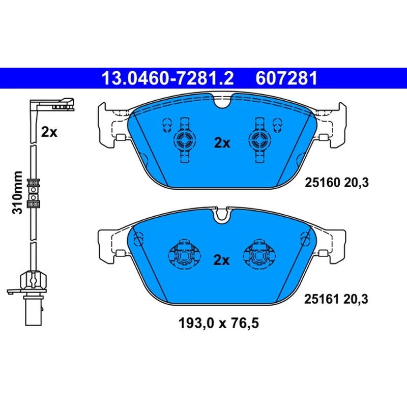 set placute frana,frana disc 13.0460-7281.2 ATE
