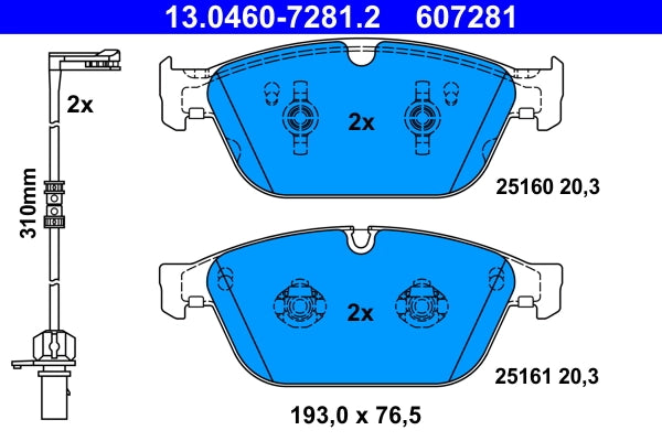 Set placute frana ATE 13.0460-7281.2