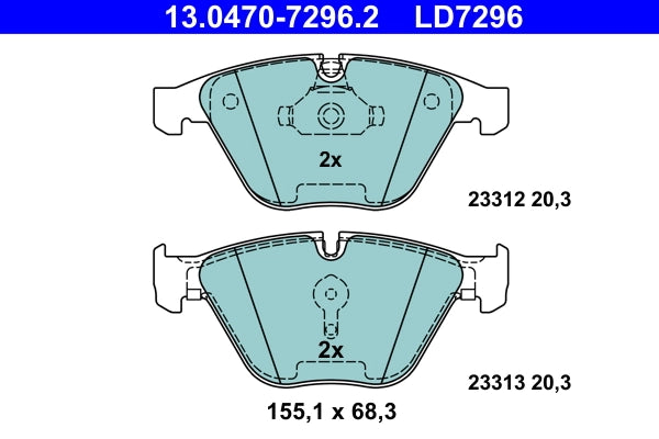 Set placute frana ATE 13.0470-7296.2