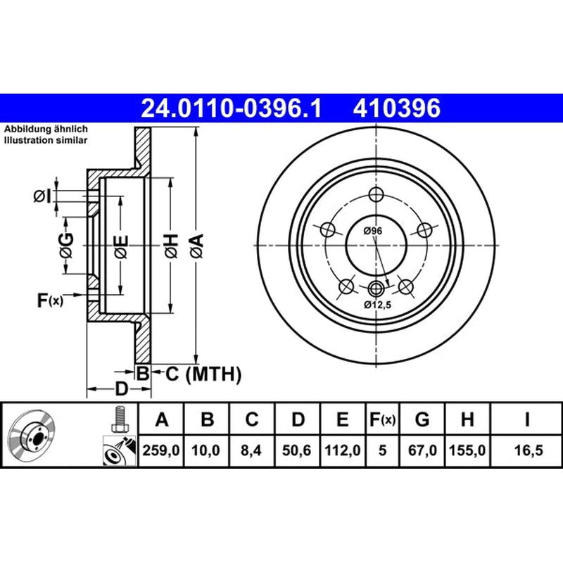 Disc frana 24.0110-0396.1 ATE