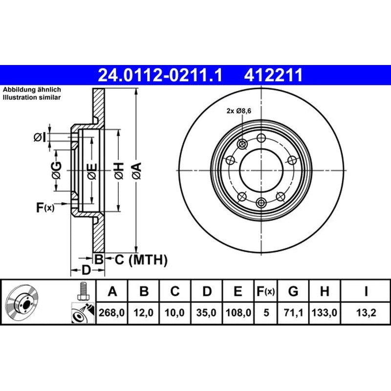 Disc frana 24.0112-0211.1 ATE