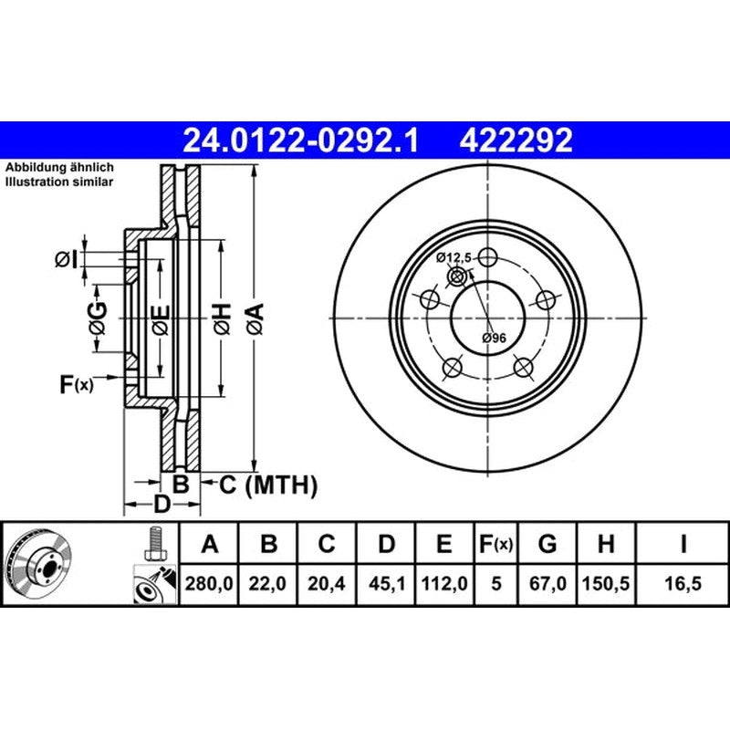 Disc frana 24.0122-0292.1 ATE