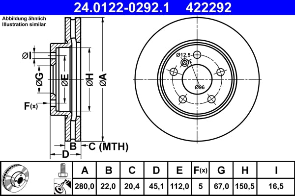 Disc frana ATE 24.0122-0292.1